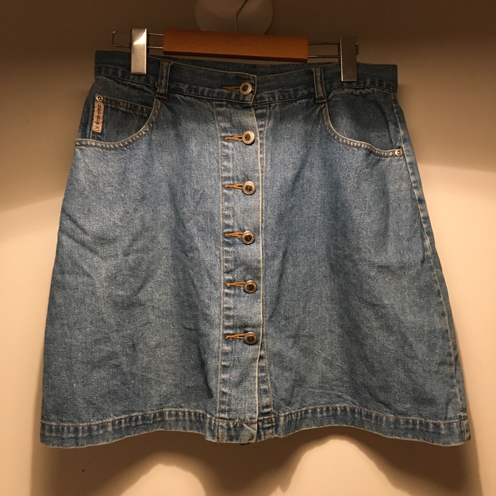 vintage denim button down skirt